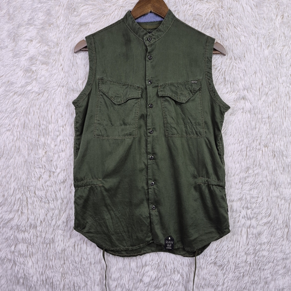 G Star Raw Rovic Crusader Boyfriend Sleeveless Shirt Womens XS Green Utility